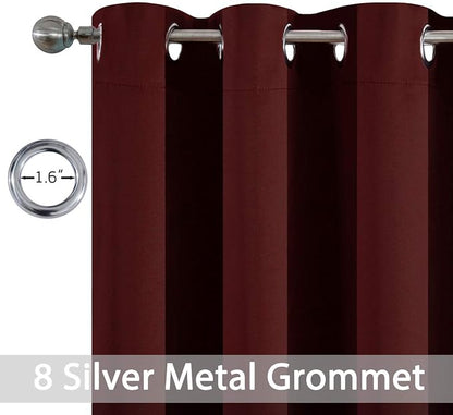 Yakamok Room Darkening Curtains 52x96 inch Length Burgundy Red-Living Room | 2 - Image 4