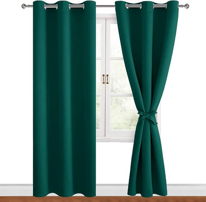 Blackout Curtains for Bedroom, Hunter Green, 42 x 84 Inch, 2 Panels | Thermal - Image 8