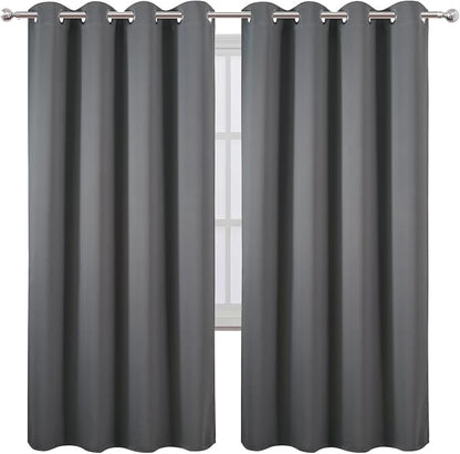 Blackout Curtains 66 x 72 Inch Long Frost Grey Curtains Set of 2 Panels Room - Image 2