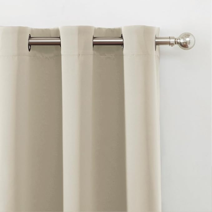 Blackout Curtains 66 x 95 inch/Light Beige Curtains Set of 2 Panels/Thermal - Image 7