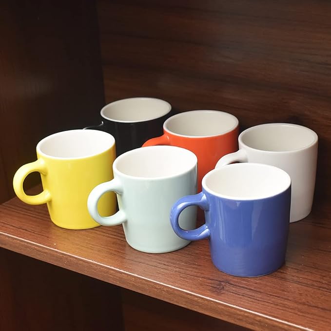 homEdge Mini Procelain Espresso Cup, 4 Ounces / 120 ml Tiny Ceramic Coffee Mugs Demitasse for Espresso, Tea- Set of 6, Black