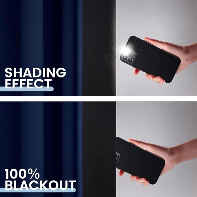 SimpleHome Navy Blue 100% Blackout Curtains Room Darkening Living Room 84 | - Image 4