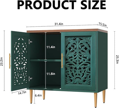 ARTPOWER Accent Cabinet with 2 Doors, Vintage Hollow Carving Buffet Cabinet - Image 2