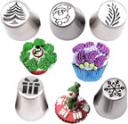 Christmas Piping Bags and Tips Set, 11 Pcs Frosting Tips, Icing Bags Disposable for Cakes Decorating Kit Supplies with 1 Reusable Piping Bags, 1 Couplers