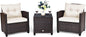 HAPPYGRILL 3 Pieces Patio Conversation Set, Outdoor Furniture Set PE Rattan by HAPPYGRILL