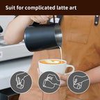watchget Milk Frothing Pitcher 32oz/900ml - Stainless Steel Frothing Pitcher Espresso Steaming Pitcher Coffee Frother Cup Cappuccino Latte Art Coffee Machine Accessories Milk Jug, Black
