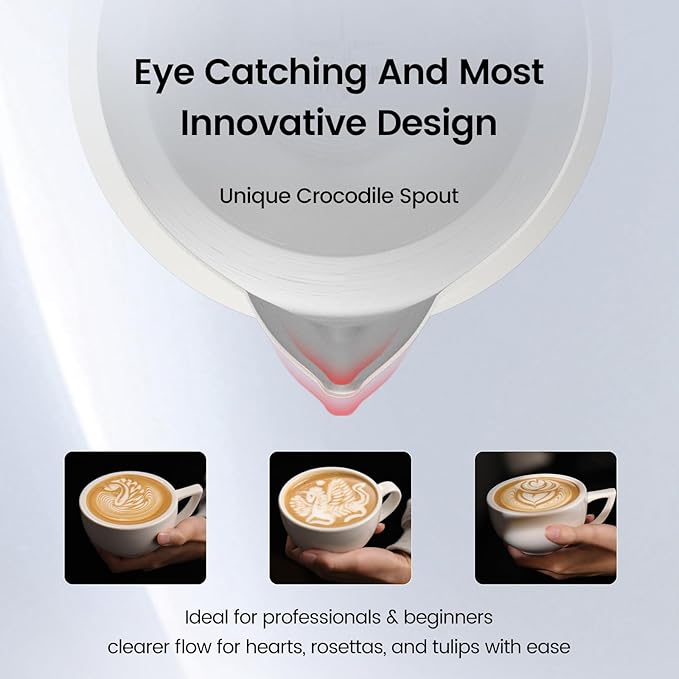MHW-3BOMBER Espresso Steaming Pitcher Milk Frothing Pitcher Stainless Steel Milk Coffee Cappuccino Latte Art Barista Cup (Origin White, 20 Ounces) P5544