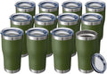 HASLE OUTFITTERS 20 oz Tumbler Bulk, Stainless Steel Tumblers with Lid, Vacuum Insulated Tumbler, Double Wall Powder Coated Cup, coffee mugs, Army Green, 12 Pack