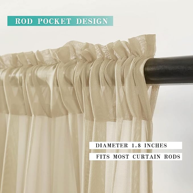 MIULEE Short Sheer Curtains 30 Inch Length 2 Panels, 29 x 30 Inches, Tier - Image 2