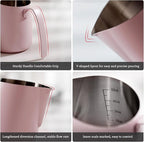 Milk Frothing Pitcher 500ML - Pink Espresso Steaming Pitcher, Stainless Steel Coffee Milk Frothing Cup with Large Handle and Scale, Espresso Machine Accessories for Barista