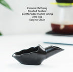 Coffee Bean Measuring Scoop with Funnel Coffee Bean Dosing Cup Ceramic Ground Coffee Spoon For Coffee Tea Sugar Flour (Black)