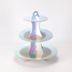 3-Tier Cupcake Stand, Round Rainbow Cake Stand holder, Tiered DIY Cupcake Stand Tower for Dessert Table Displays, Birthday Theme Party Favors Decoration, Floral Tea Party, 12" W x 12.8" H, Laser