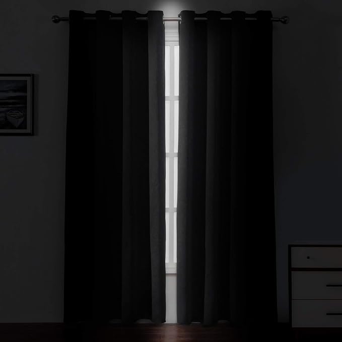 Black Thermal Blackout Curtains/52 x 95 Inch/Set of 2 Panels Room Darkening - Image 3