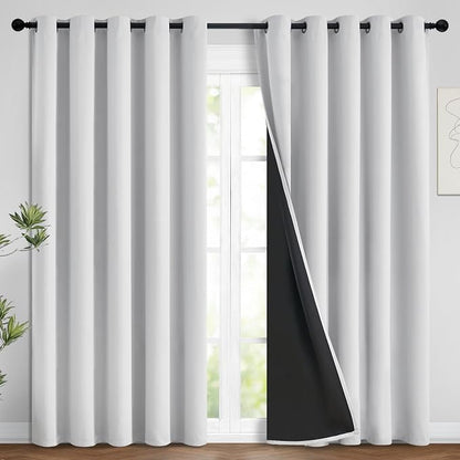 Yakamok Greyish White 100% Blackout Curtains 84 Inches Long, 2 Thick Layers | by Yakamok