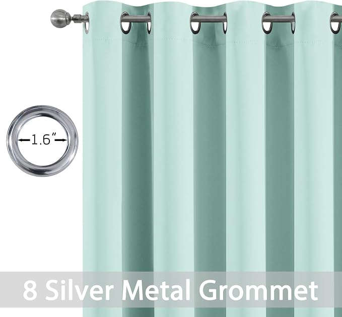 Yakamok Aqua Room Darkening Curtains 84 inch Sliding Door Drapes | 1 Extra-wide - Image 2