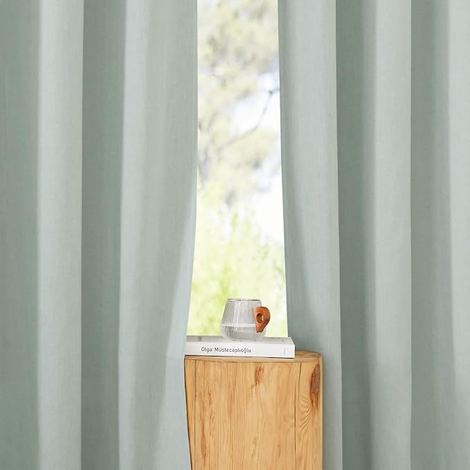 NICETOWN Linen Flax Semi Sheer Curtains 92" Length, Grommet Window Treatments - Image 5