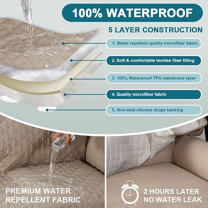 Turquoize 100% Waterproof Sofa Covers Chaise Lounge L Shape Sofa Protector Slip - Image 3