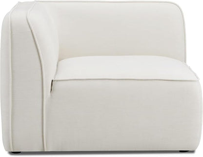 Pemberly Row Upcycled Linen Corner Chair, Sand Finish, Modular Eco-Friendly - Image 3