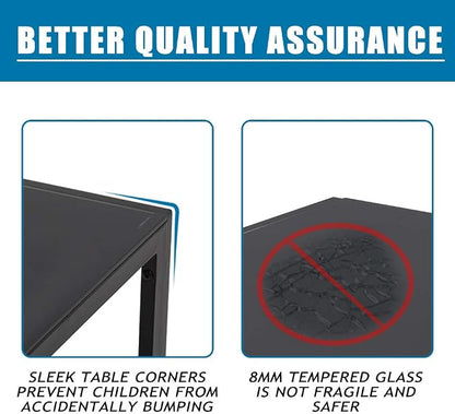 FDW | 5-Piece Dining Table Set | Black | Glass Kitchen Table - Image 5