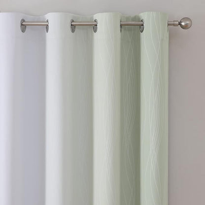 Sage Green and Greyish White Ombre Blackout Curtains - Image 4