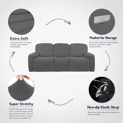 PureFit Super Stretch 3 Seats Recliner Sofa Couch Cover - Image 3