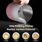 600ml Pink Milk Frothing Pitcher – Stainless Steel Latte Art Coffee Cup with Measurement Markings, Espresso Steaming Jug, Food-Grade & Heat-Resistant for Barista & Home Brewing (Pink white-600ml)