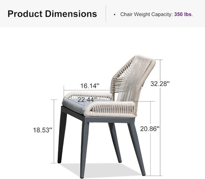 PURPLE LEAF Patio Dining Chair Set 2 Pieces Aluminum Modern Furniture Seating - Image 2