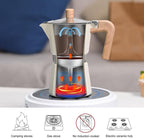 Sivaphe Aluminum Moka Pot 6 Espresso Cups, Percolator Espresso and Coffee Maker, Portable Stovetop Italian and Cuban Café Brewer for Home and Camping White