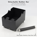 Espresso Knock Box, Stainless Steel Coffee Bag Container, With Steel Bracket And Noise Reducing Rubber Ring (Rectangle L-No base)