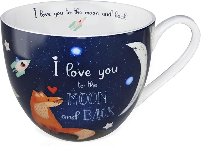 I Love You Coffee Mug, Premium 20 oz Bone China Coffee Tea Hug Mug, Perfect Holiday, Birthday, and Valentine's Day Gift for Lovers and Family Members, Designed in England by Harvest Green Studio