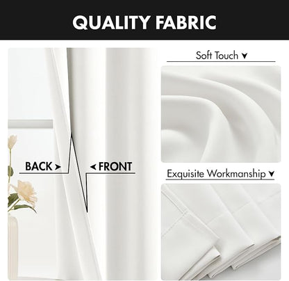 MIULEE Set of 4 Natural 45 Inch Short Blackout Kitchen Window Curtains | - Image 8