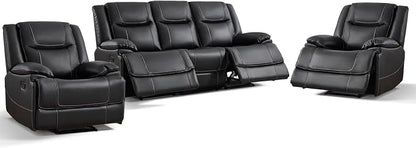 ANJ Premium Genuine Manual Reclining Sofa Set, Included Manul Recliner Chair - Image 8