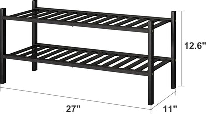 viewcare 2-Tier Black Bamboo Shoe Rack - Image 3