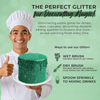 Bulk 20g Dark Green Edible Glitter for Drinks | Premium Edible Glitter for Cakes, Cocktails, Dark Green Cake Decorating Decorations Food Grade, Vegan, Kosher, Halal, Gluten Free - Made in USA
