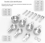 7x Stainless Steel Measuring Cups with 6x Measure Spoons Set,4x Plastic Measurings Cups for Liquids,Kitchen Gadgets for Cooking & Baking Utensils(17Pcs)