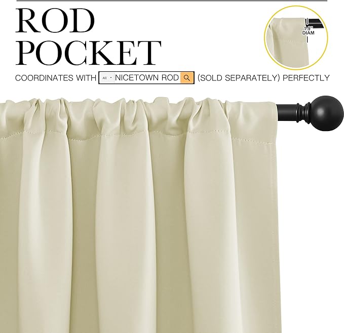 NICETOWN Beige Blackout Curtains - Image 3