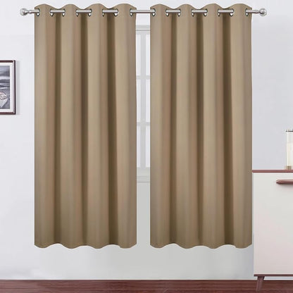 Blackout Curtains 66 x 72 Inch Long Natural Curtains Set of 2 Panels Room by Lemomo