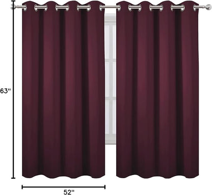 Burgundy Red Blackout Curtains 52 x 63 Inch Length/Set of 2 Curtain - Image 10
