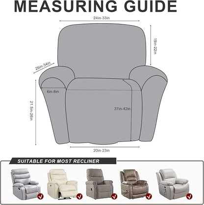 ANARACHON Recliner Chair Covers Leather Look, 4 Pieces Recliner Covers Non Slip - Image 3