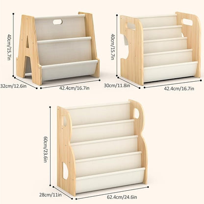 XiaZ Bookshelf for Kids Room Wooden Montessori Toddler Bookshelf Solid Pine - Image 9