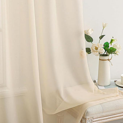 MIULEE 2 Panels Sheer Curtains for Living Room 54 X 84 Inches Cream | Window - Image 4