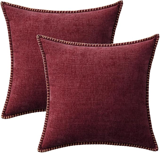 MIULEE Decorative Couch Throw Pillow Covers 20x20 Inch Burgundy Red 2 Pack | - Image 9