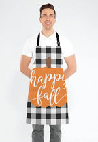 Happy Fall Pumpkin Thanksgiving Pillow case Buffalo Plaid Adjustable Bib Apron Kitchen Cooking Baking Gardening Apron for Women Men