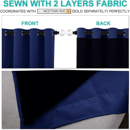 NICETOWN 100% Blackout Curtain Panels, Thermal Insulated Black Liner Curtains - Image 5