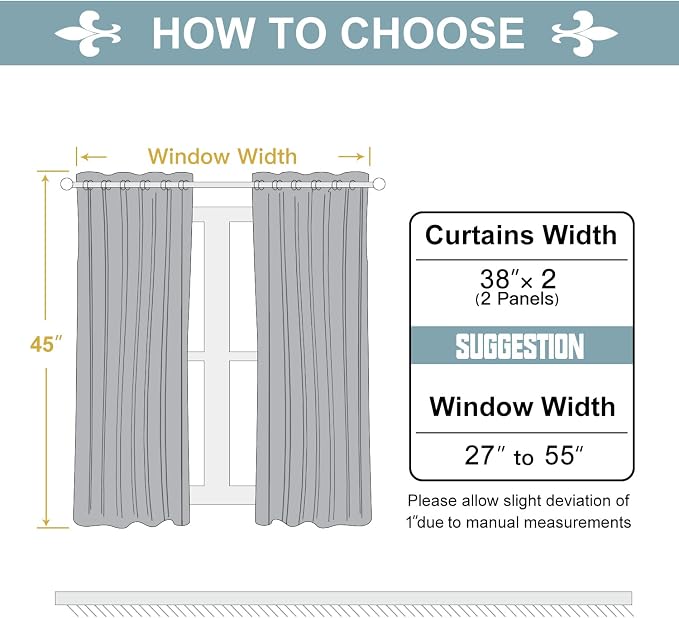 ChrisDowa Blackout Curtains for Bedroom and Living Room 45 Inches Long | 2 - Image 5