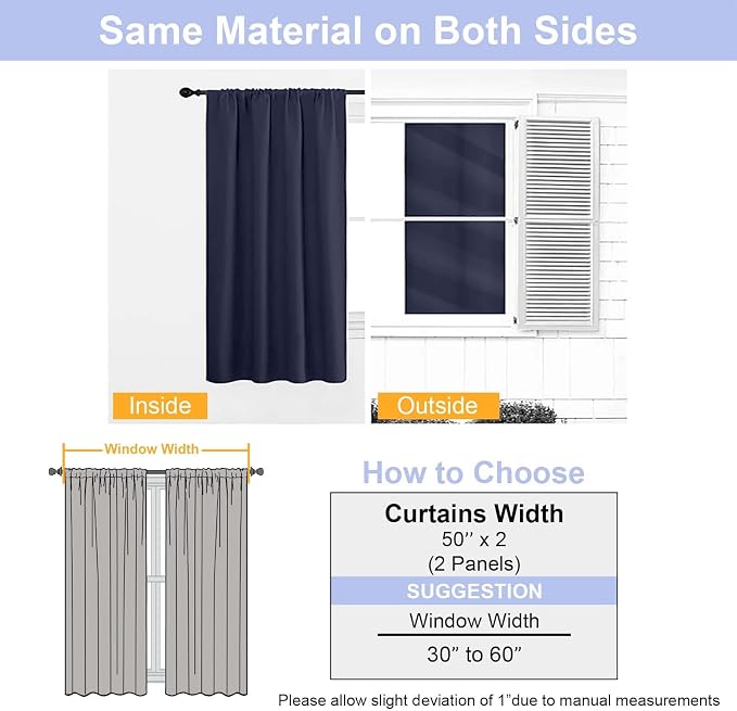 Simplebrand Ava Navy Blue Blackout Extra Long 10ft Curtains - Image 8