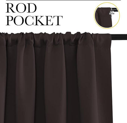NICETOWN Kitchen Curtains, Short Blackout Curtains & Drapes, Toffee Brown - Image 2
