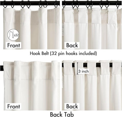 MIULEE Velvet Curtains 50W x 96L 2 Panels Ivory Blackout Curtains | Luxury - Image 3