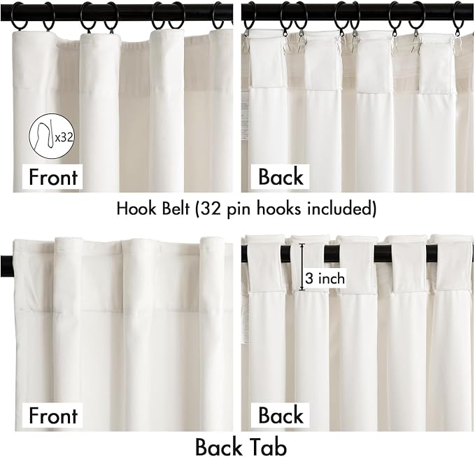 MIULEE Velvet Curtains 50W x 63L 2 Panels Ivory Blackout Curtains | Luxury - Image 3
