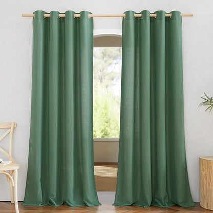NICETOWN Linen Flax Semi Sheer Curtains 92" Length, Grommet Window Treatments by NICETOWN